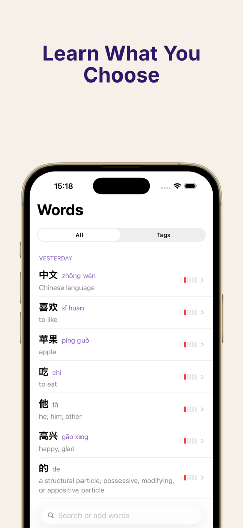 FluentBits word list with manually-added vocabulary.
